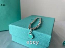 Tiffany-&-Co Return to Tiffany Blue Enamel Mini Heart Tag Bead Bracelet 7