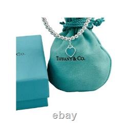 Tiffany & Co Return to Tiffany Blue Enamel Mini Heart Tag Bead Bracelet 7