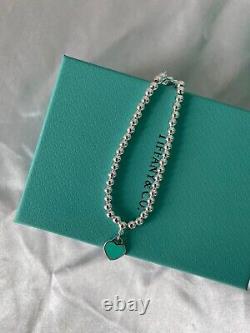 Tiffany-&-Co Return to Tiffany Blue Enamel Mini Heart Tag Bead Bracelet 7