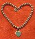 Tiffany & Co. Return To Tiffany Blue Enamel Mini Heart Tag Bead Bracelet 7 Inch