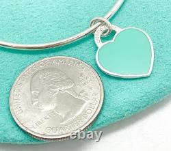 Tiffany & Co Return to Tiffany Blue Enamel Small Heart Charm Bangle Bracelet 6