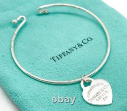 Tiffany & Co Return to Tiffany Blue Enamel Small Heart Charm Bangle Bracelet 6
