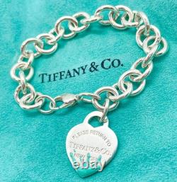 Tiffany & Co Return to Tiffany Blue Enamel Splash Heart Tag Bracelet 6.75