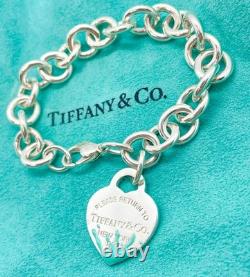 Tiffany & Co Return to Tiffany Blue Enamel Splash Heart Tag Bracelet 6.75 Tiffany & Co Return to Tiffany Blue Enamel Splash Heart Tag Bracelet 6.75
