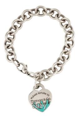 Tiffany & Co. Return to Tiffany Blue Enamel Splash Heart Tag Bracelet 7
