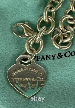 Tiffany & Co. Return to Tiffany Blue Enamel Splash Heart Tag Bracelet 7