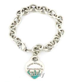 Tiffany & Co. Return to Tiffany Blue Enamel Splash Heart Tag Bracelet 925 7