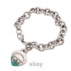 Tiffany & Co. Return to Tiffany Blue Enamel Splash Heart Tag Bracelet 925 7