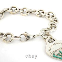 Tiffany & Co. Return to Tiffany Blue Enamel Splash Heart Tag Bracelet 925 7