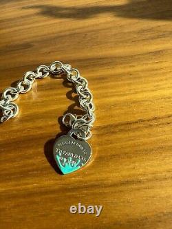 Tiffany & Co. Return to Tiffany Blue Enamel Splash Heart Tag Silver Bracelet