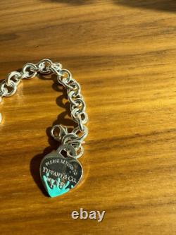 Tiffany & Co. Return to Tiffany Blue Enamel Splash Heart Tag Silver Bracelet