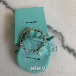 Tiffany & Co Return to Tiffany Blue Mini Heart Tag Bead Bracelet 6.75 Pouch Box