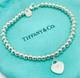 Tiffany & Co. Return To Tiffany Diamond Blue Enamel Heart Bead Bracelet 6.75