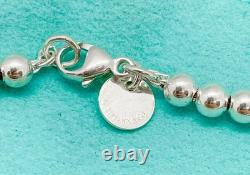 Tiffany & Co. Return to Tiffany Diamond Blue Enamel Heart Bead Bracelet 6.75