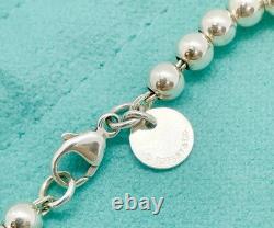 Tiffany & Co. Return to Tiffany Diamond Blue Enamel Heart Bead Bracelet 6.75