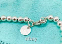 Tiffany & Co. Return to Tiffany Diamond Blue Enamel Heart Bead Bracelet 6.75