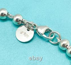 Tiffany & Co. Return to Tiffany Diamond Blue Enamel Heart Bead Bracelet 6.75