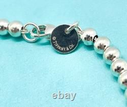 Tiffany & Co. Return to Tiffany Diamond Blue Enamel Heart Bead Bracelet 6.75