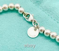 Tiffany & Co. Return to Tiffany Diamond Blue Enamel Heart Bead Bracelet 6.75