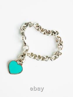 Tiffany & Co. Return to Tiffany Heart Tag Bracelet Blue Enamel Sterling Silver