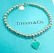 Tiffany & Co Return To Tiffany Mini Blue Enamel Heart Bead Bracelet Silver 6.25