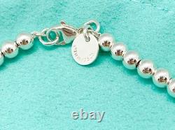 Tiffany & Co. Return to Tiffany Mini Blue Enamel Heart Tag Bead Bracelet 6.5