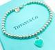 Tiffany & Co. Return To Tiffany Mini Blue Enamel Heart Tag Bead Bracelet 6.75