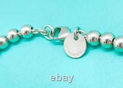 Tiffany & Co. Return to Tiffany Mini Blue Enamel Heart Tag Bead Bracelet 6.75