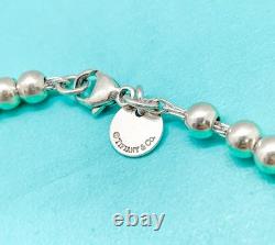 Tiffany & Co. Return to Tiffany Mini Blue Enamel Heart Tag Bead Bracelet 6.75