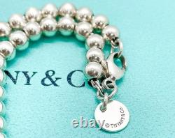 Tiffany & Co. Return to Tiffany Mini Blue Enamel Heart Tag Bead Bracelet 6.75