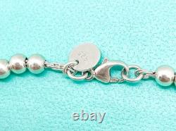Tiffany & Co. Return to Tiffany Mini Blue Enamel Heart Tag Bead Bracelet 6.75