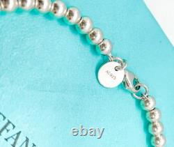 Tiffany & Co. Return to Tiffany Mini Blue Enamel Heart Tag Bead Bracelet 6.75