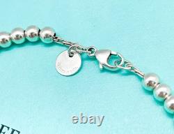 Tiffany & Co. Return to Tiffany Mini Blue Enamel Heart Tag Bead Bracelet 6.75