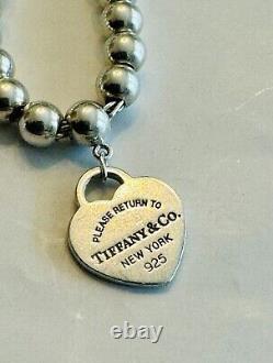 Tiffany & Co Return to Tiffany Solid 925 Silver Turquoise Enamel Heart Bracelet