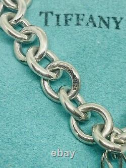 Tiffany & Co Rolo Link Bracelet 8 W Blue Enamel Shopping Bag T & Co 925 Pouch