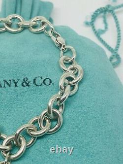 Tiffany & Co Rolo Link Bracelet 8 W Blue Enamel Shopping Bag T & Co 925 Pouch