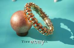 Tiffany & Co Schlumberger 18k Gold, Turquoise, Orange Enamel Croisillon Bracelet