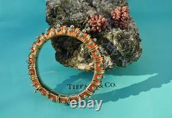 Tiffany & Co Schlumberger 18k Gold, Turquoise, Orange Enamel Croisillon Bracelet