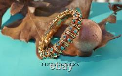 Tiffany & Co Schlumberger 18k Gold, Turquoise, Orange Enamel Croisillon Bracelet