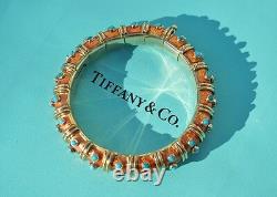 Tiffany & Co Schlumberger 18k Gold, Turquoise, Orange Enamel Croisillon Bracelet