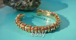 Tiffany & Co Schlumberger 18k Gold, Turquoise, Orange Enamel Croisillon Bracelet