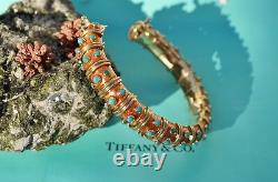 Tiffany & Co Schlumberger 18k Gold, Turquoise, Orange Enamel Croisillon Bracelet