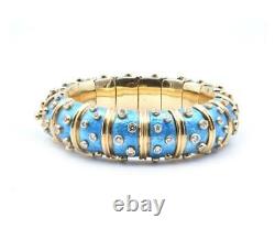 Tiffany & Co. Schlumberger Blue Paillonne and Diamond Bangle Bracelet