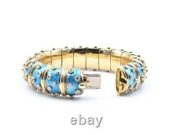 Tiffany & Co. Schlumberger Blue Paillonne and Diamond Bangle Bracelet