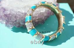 Tiffany & Co. Schlumberger Turquoise Enamel, 18kt Gold & Diamond Bracelet RARE