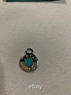Tiffany & Co Silver 1837 Circle Blue Enamel Charm Pendant 4 Necklace or Bracelet