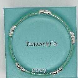 Tiffany & Co Silver. 925 Blue Enamel Signature X Bangle Bracelet Wide with Box
