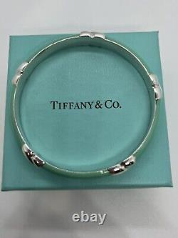 Tiffany & Co Silver. 925 Blue Enamel Signature X Bangle Bracelet Wide with Box