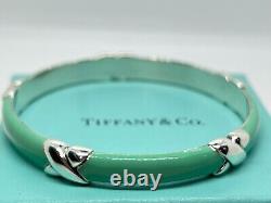 Tiffany & Co Silver. 925 Blue Enamel Signature X Bangle Bracelet Wide with Box