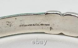 Tiffany & Co Silver. 925 Blue Enamel Signature X Bangle Bracelet Wide with Box